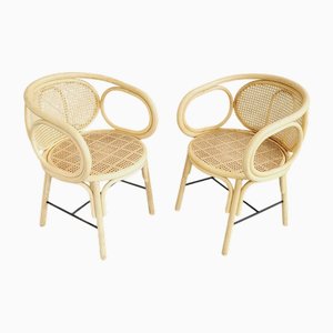 Set of Rattan and Cane Armchairs