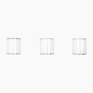 Murano Glass and Brass Wall Lights, 1970s, Set of 3