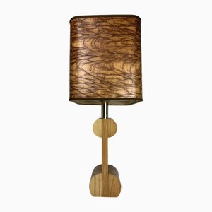 Grande Lampe de Bureau Sculpturale Mid-Century avec Abat-jour en Placage de Bois par Afra and Tobia Scarpa, Italie, 1960s
