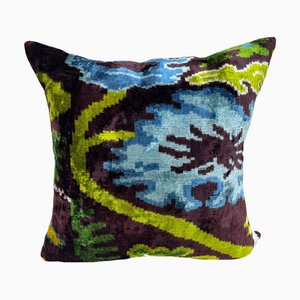 Federa in velluto di seta con design colorato, anni 2000