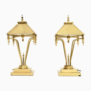 Vintage Brass Table Lamps, 1970, Set of 2