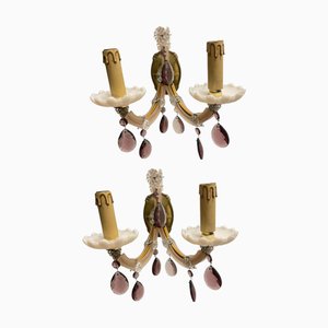 Pink Opaline Glass Sconces, 1960s, Set of 2