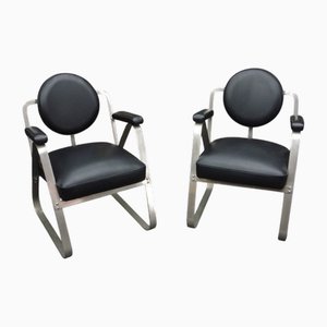 Set of Vintage American Flat Steel Chairs, 1950s Set of 2