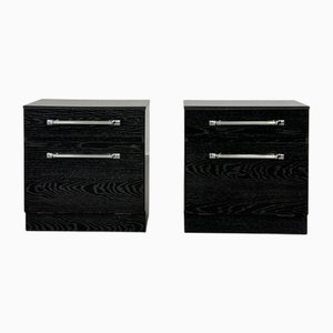 Vintage Black and Chrome Bedside Tables, Set of 2