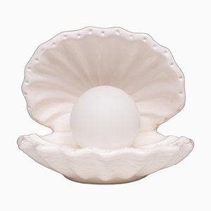 White Ceramic Shell Table Lamp, 1970s