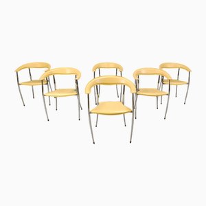 Leather Dining Chairs from Arper, Italy, 1980s, Set of 6