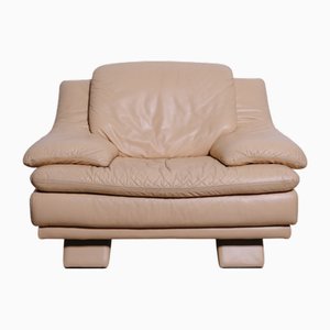 Fauteuil Postmoderne en Cuir Poudré, Italie, 1980s