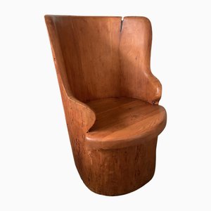 Scandinavian Swedish Pine Log Stump Chair Kubbstol 1970s, 1960s