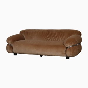 Velvet Sesann Two Seater Sofa by Gianfranco Frattini for Cassina, Italy, 1969
