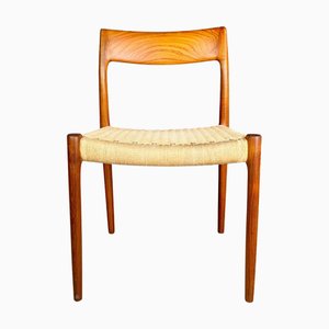 Silla modelo 77 de teca de JL Møllers Møbelfabrik, años 60