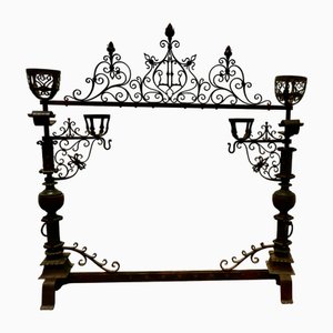 French Gothic Wrought Iron Manor House Fire Surround