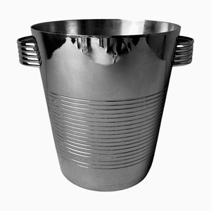 French Art Deco Style Champagne Bucket in Stainless Steel, 1950s
