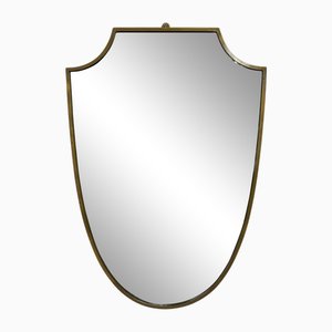 Italian Brass Shield Mirror, 1950s
