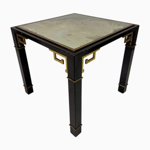 Black and Brass Side Table with Greek Key Detail, 1970s