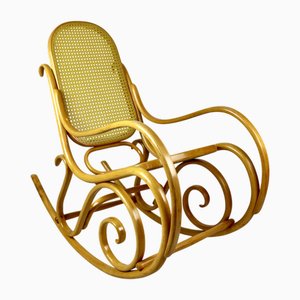 Vintage Natural Wood Rocking Chair attributed to Michael Thonet