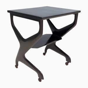 Postmodern Black Ebonized Beech Serving Cart in the style of Ico Parisi, Italy