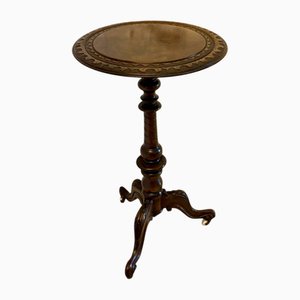 Lampada da tavolo vittoriana antica in legno di noce intagliato, 1860