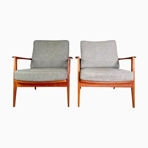 Poltrone Mid-Century in teak di Knoll Antimott, anni '60, set di 2