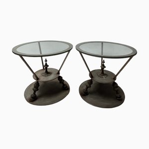Hollywood Regency Center Tables with Glass Tops, 1980s, Set of 2