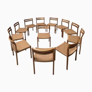 Sedie da pranzo nr. 401 Mid-Century moderne di Niels Otto (NO) Møller per JL Møllers, anni '70, set di 12