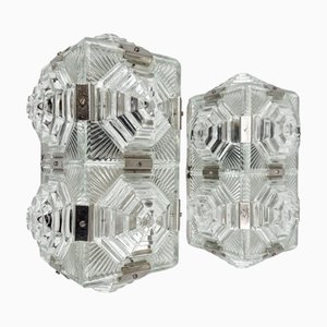 Pressed Glass Wall Lamps by Kamenicky Senov, 1960s, Set of 2