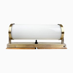 Vintage Bauhaus Brass and Milk Glass Wall Lamp, 1930s