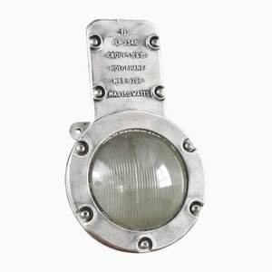 Original Polished Holophane Bulkhead Light, 1940s