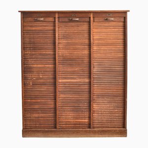 Mueble de mercería francesa vintage con triple tambor, años 40