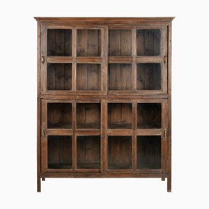 Large Solid Wood Display Case with Sliding Doors