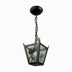 Farol Art Déco de hierro fundido patinado, años 30
