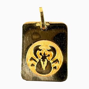 Colgante de medalla con dije del zodiaco francés Cancer Starsign en oro amarillo de 18 k, años 80