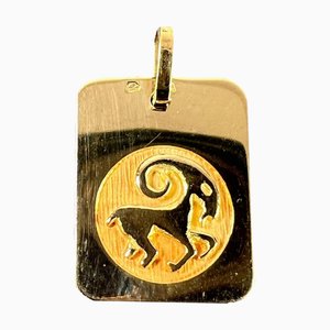 Französischer Ares Starsign Zodiac 18 Karat Gelbgold Anhänger, 1980er