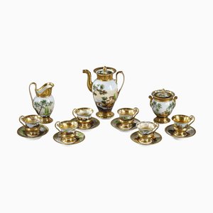 Pariser Porzellanservice mit Landschaftsdekoration, 1820, 9 . Set