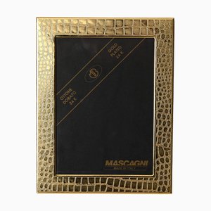Marco de fotos italiano Mid-Century moderno de latón en oro de 24 k de Mascagni, años 70