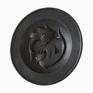 Bas Relief Plaque or Bowl with Fishes, 1950s