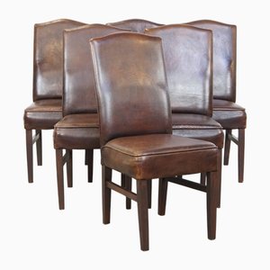 Sheep Leather Dining Room Chairs, Set of 6