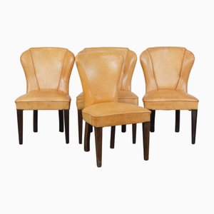Honey-Colored Goatskin Dining Room Chairs, Set of 4
