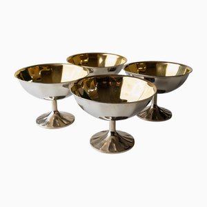 Vintage Champagne Bowls in Silver-Plating and Gold-Plating, Set of 4