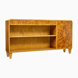 Mid-Century Swedish Burr Elm Low Open Bookcase, 1950