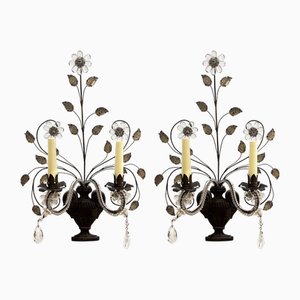 Wandleuchten mit Blättern und Blumen im Stil von Baguès, 1920er, 2er Set