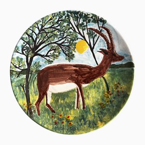 Painted Plate by Giuseppe Mazzotti for Albisola, Italy, 1970s