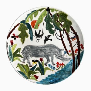 Painted Plate by Giuseppe Mazzotti for Albisola, Italy, 1970s
