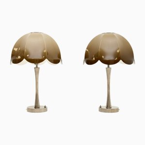 Lampade da tavolo vintage in metallo cromato e acrilico di Guzzini, 1970, set di 2