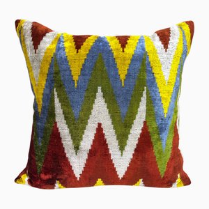 Large Silk Cushion Cover with Zigzag Design, 2000s