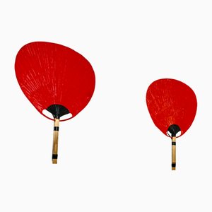 Uchiwa Wall Lamps attributed to Ingo Maurer for M Design, 1970s, Set of 2