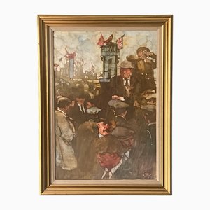 Bernie Fuchs, At the Races, años 60, óleo sobre lienzo