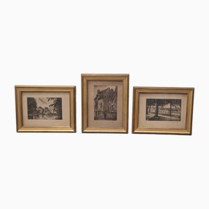 S. L. Young, Landscapes, 1900s, Etchings, Framed, Set of 3