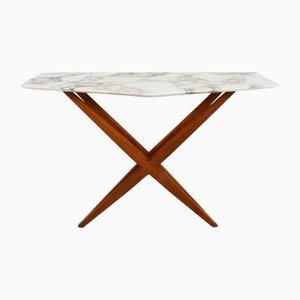 Console Table in Fruit Wood and Marble from Studio BBPR Milano, 1958