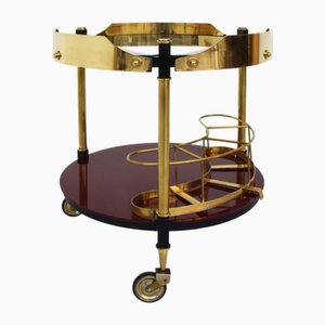 Brass and Glass Serving Bar Cart attributed to Corrado Corradi Dellacqua for Azucena, Italy, 1960s