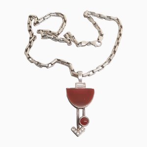 Lámpara colgante Art Déco de plata de Elizabeth Koller, años 90